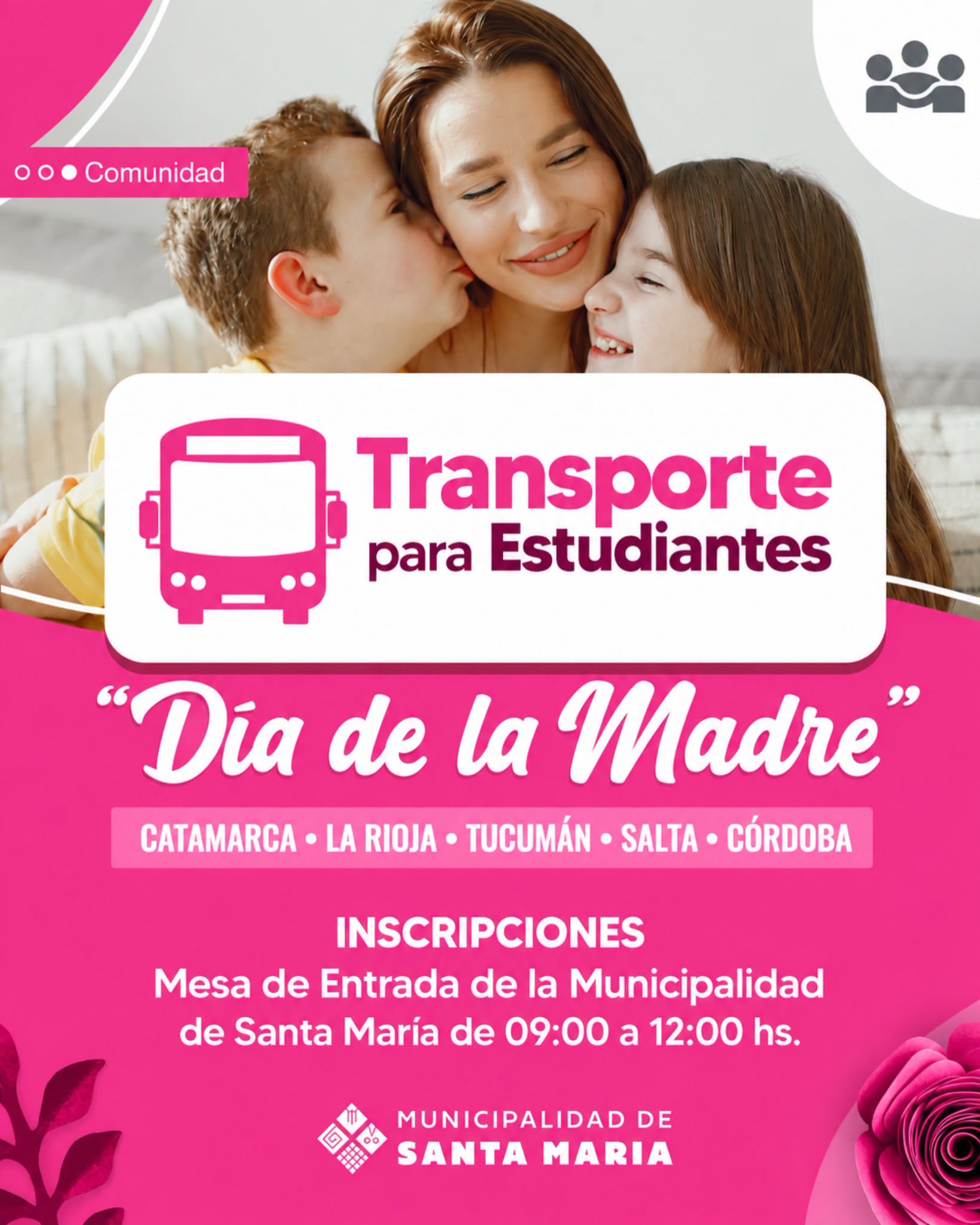 TRANSPORTE PARA ESTUDIANTES – DÍA DE LA MADRE